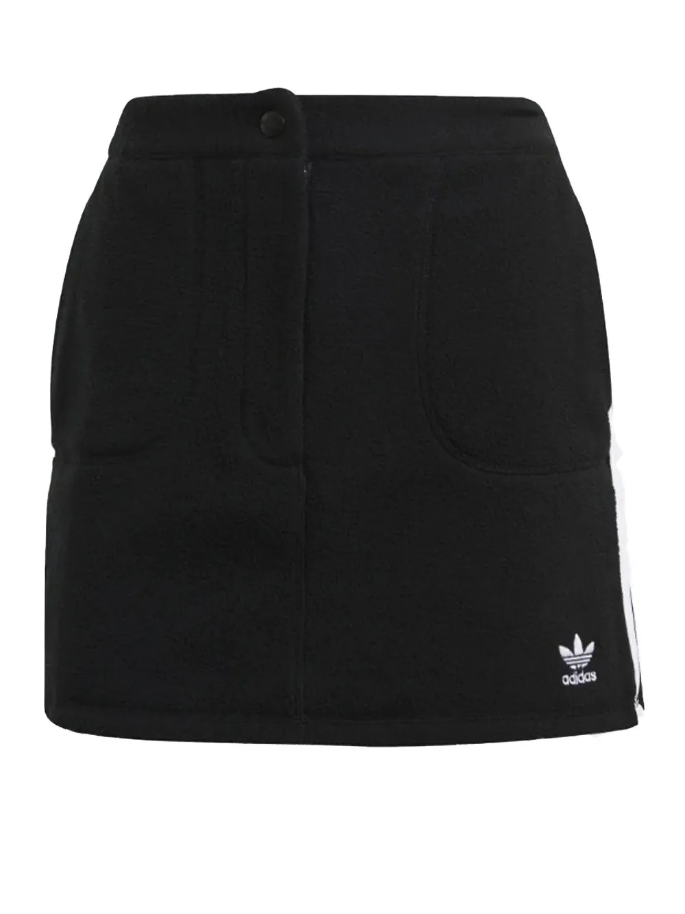 Minigonna in pile nera con strisce sportiva