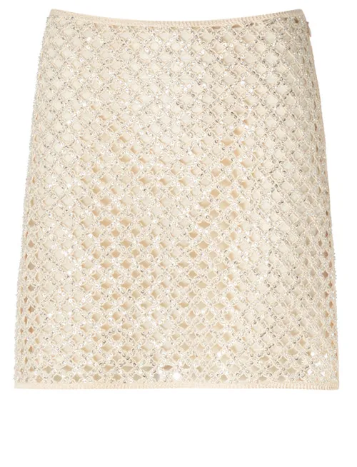 Minigonna Twinset in rete beige