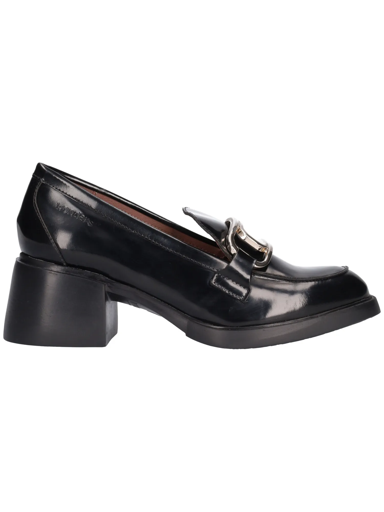 Mocassino tacco largo Wonders da donna nero