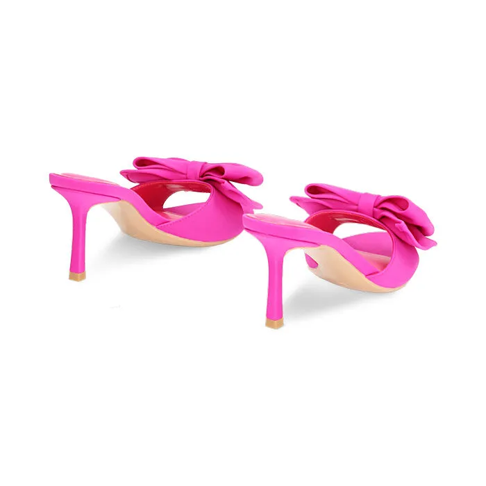 Mules Open Toe fucsia in lycra, tacco 7,5 cm