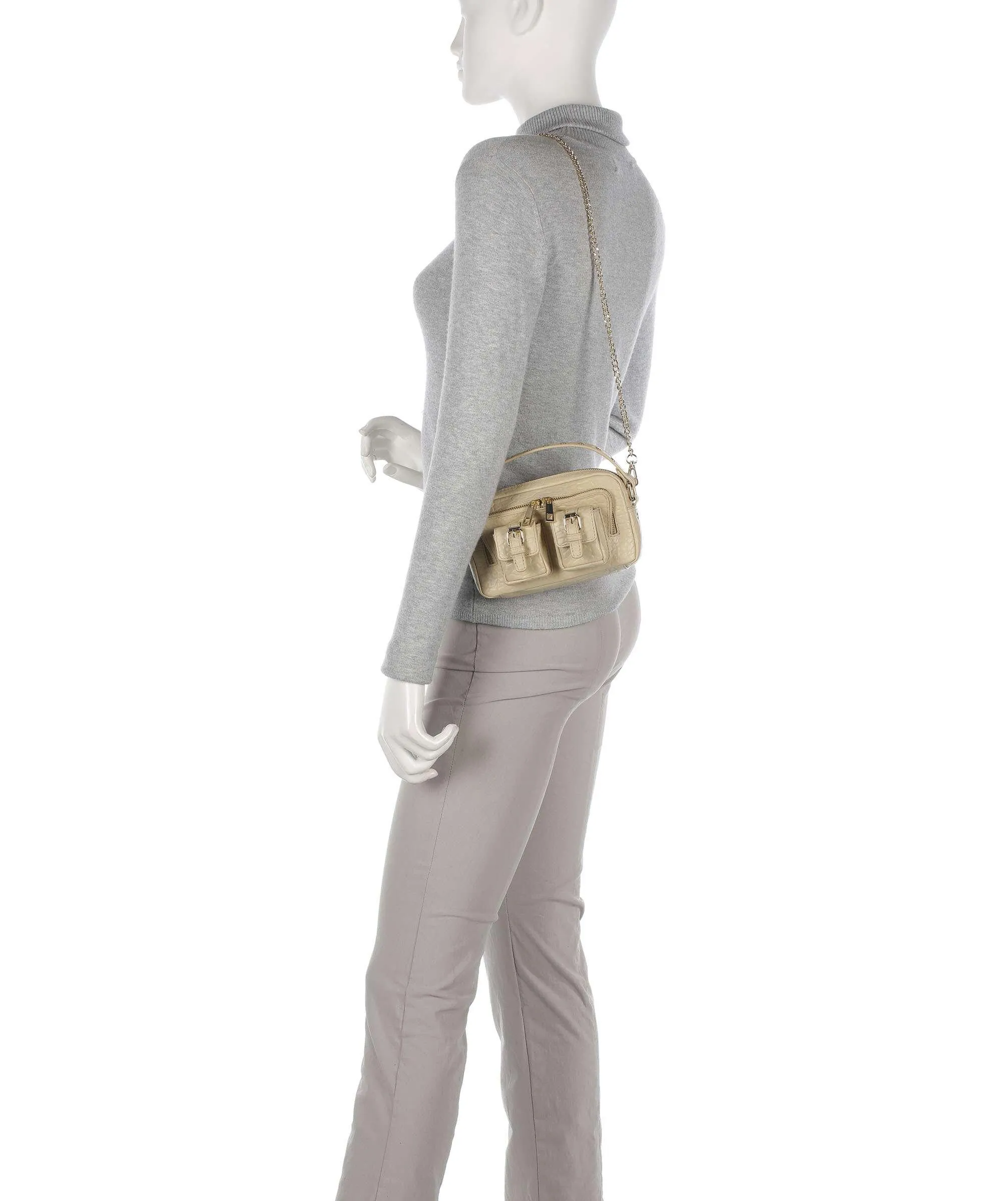  Núnoo New Zealand Helena Buckle Borsa a tracolla pelle in rilievo beige  