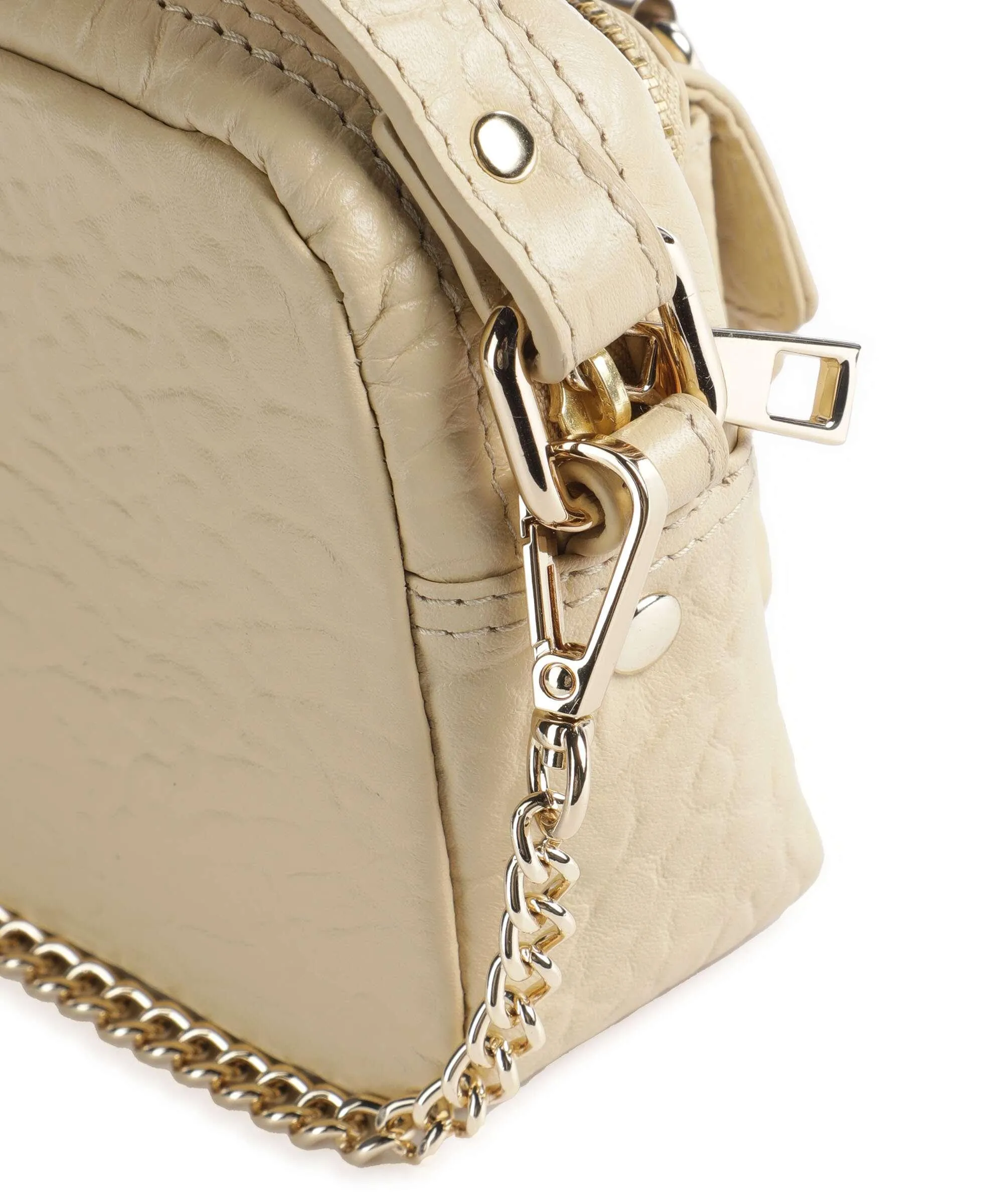  Núnoo New Zealand Helena Buckle Borsa a tracolla pelle in rilievo beige  