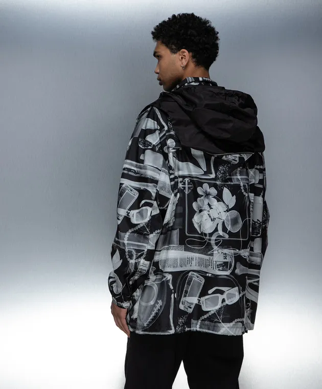 Off-White Giacca a vento nera con stampa a forma di radiografia OMEB048S24FAB001