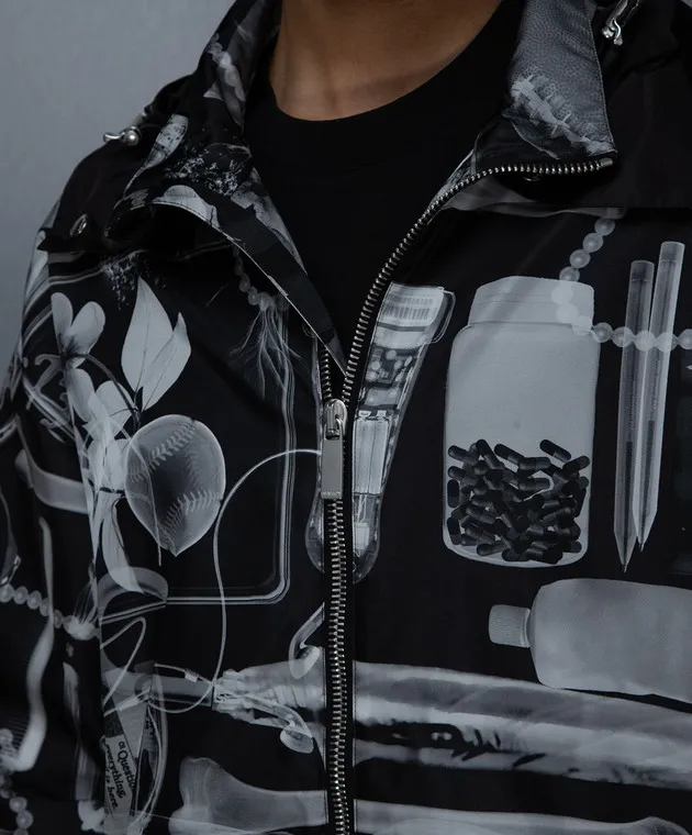 Off-White Giacca a vento nera con stampa a forma di radiografia OMEB048S24FAB001