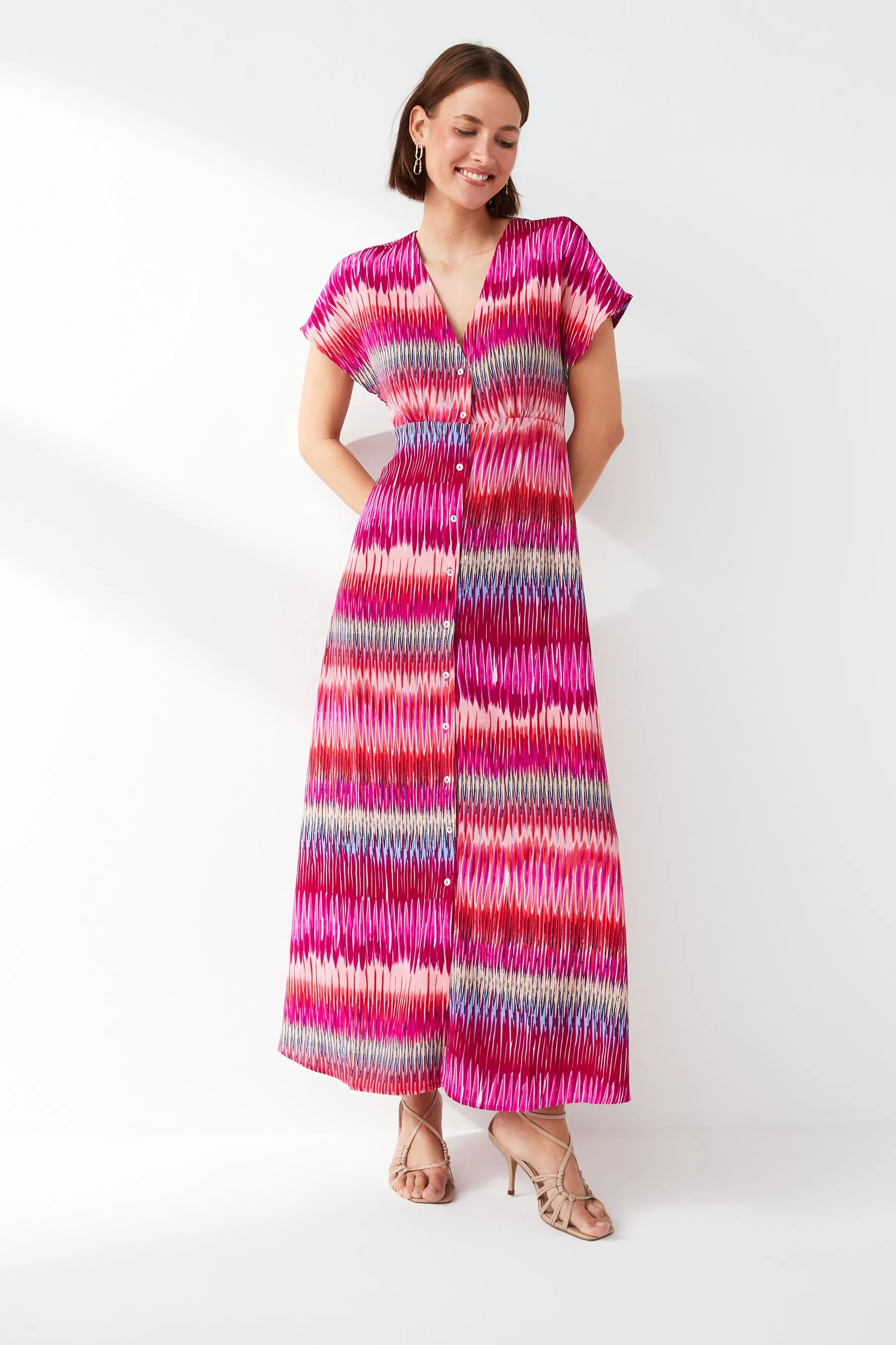 ONLY - Abito maxi Manica corta Con bottoni stampato