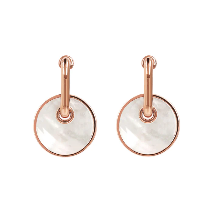 Orecchini Cerchio con Pietra Piatta Rosè Donna Bronzallure
