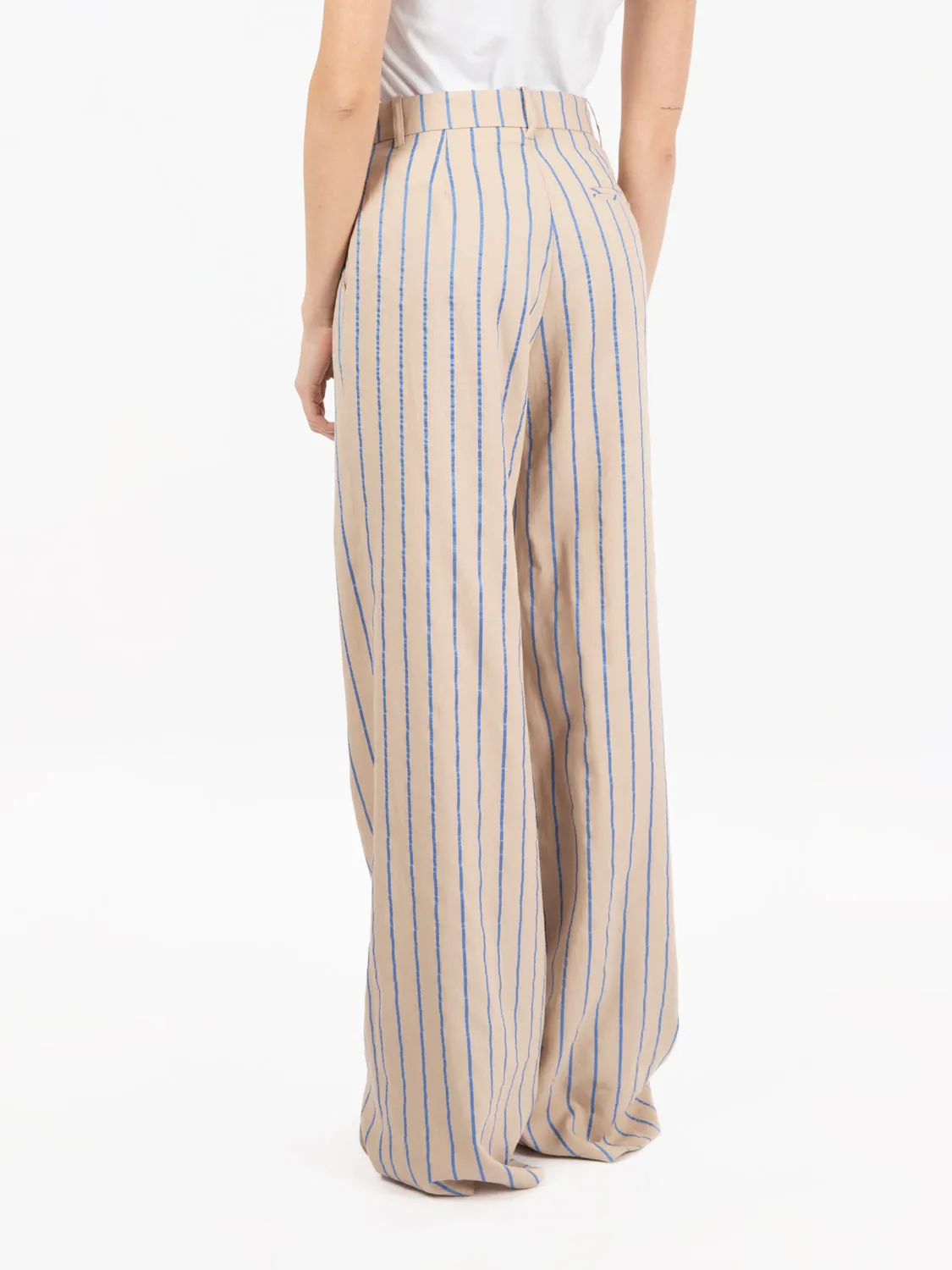 Pantaloni a righe beige / blu