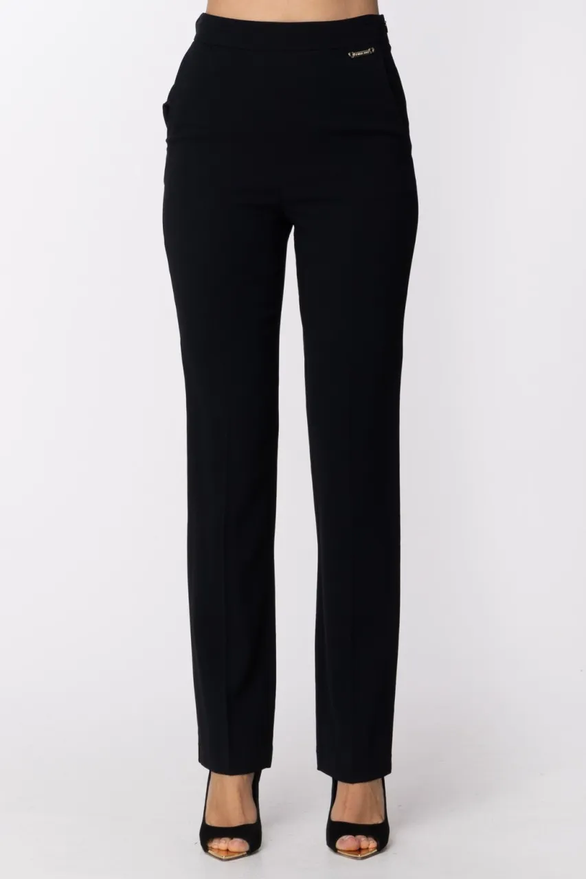Pantaloni classici a vita alta Nero