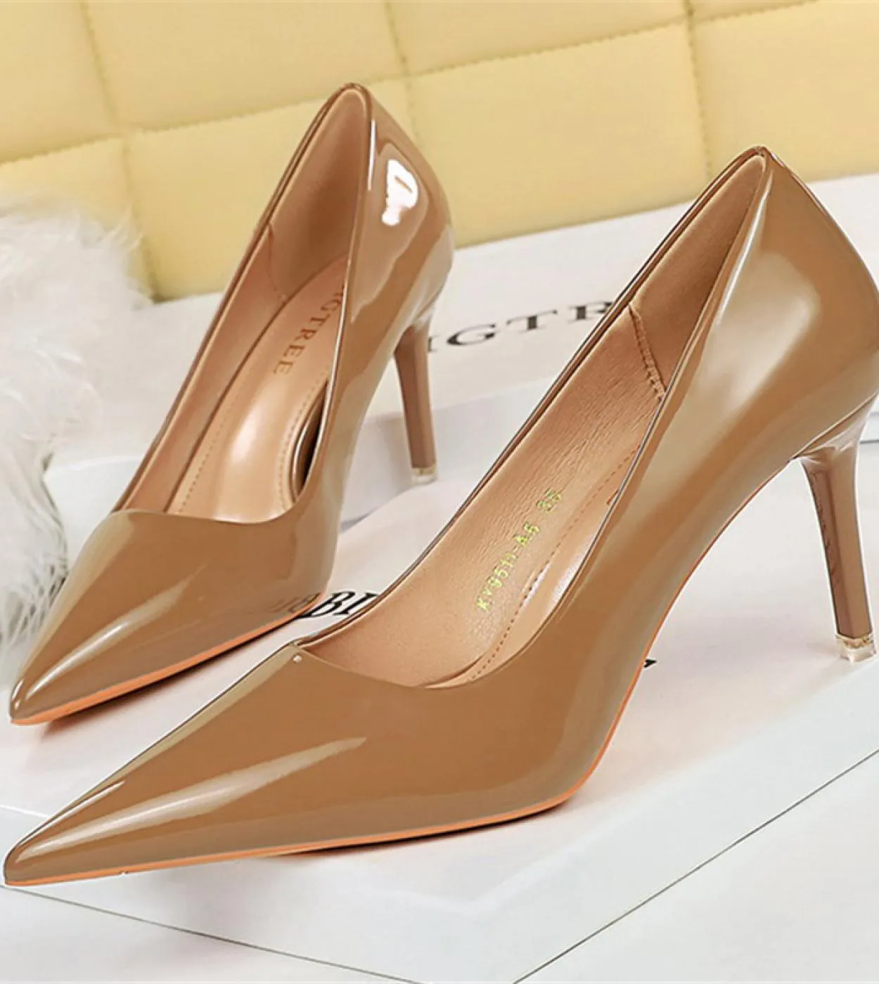 Pelle donna 7,5 cm 10,5 cm Tacchi alti Décolleté classici Lady Stiletto Tacchi bassi sottili Fetish Prom Wedding Scarpe da sposa
