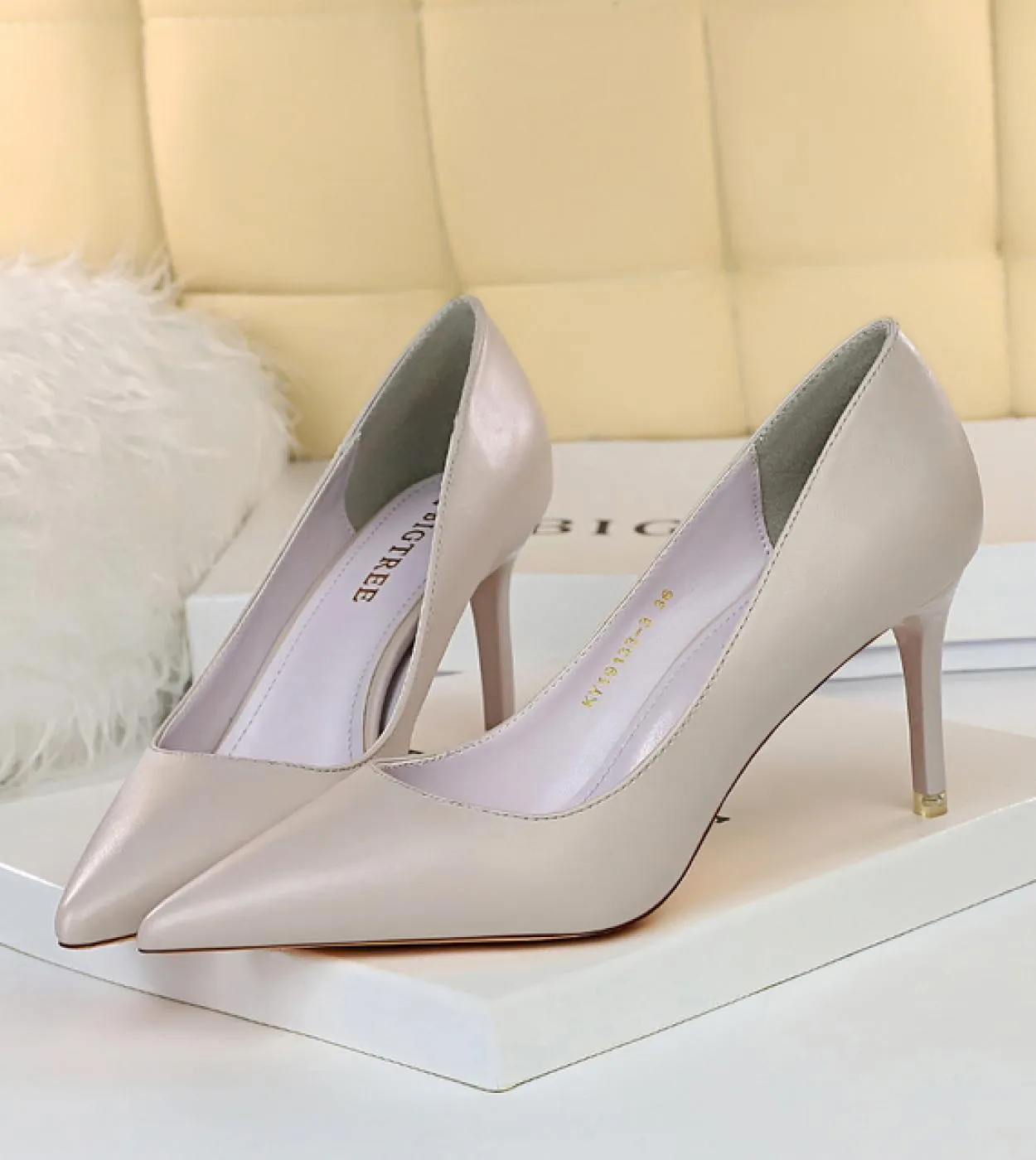 Pelle donna 7,5 cm 10,5 cm Tacchi alti Décolleté classici Lady Stiletto Tacchi bassi sottili Fetish Prom Wedding Scarpe da sposa