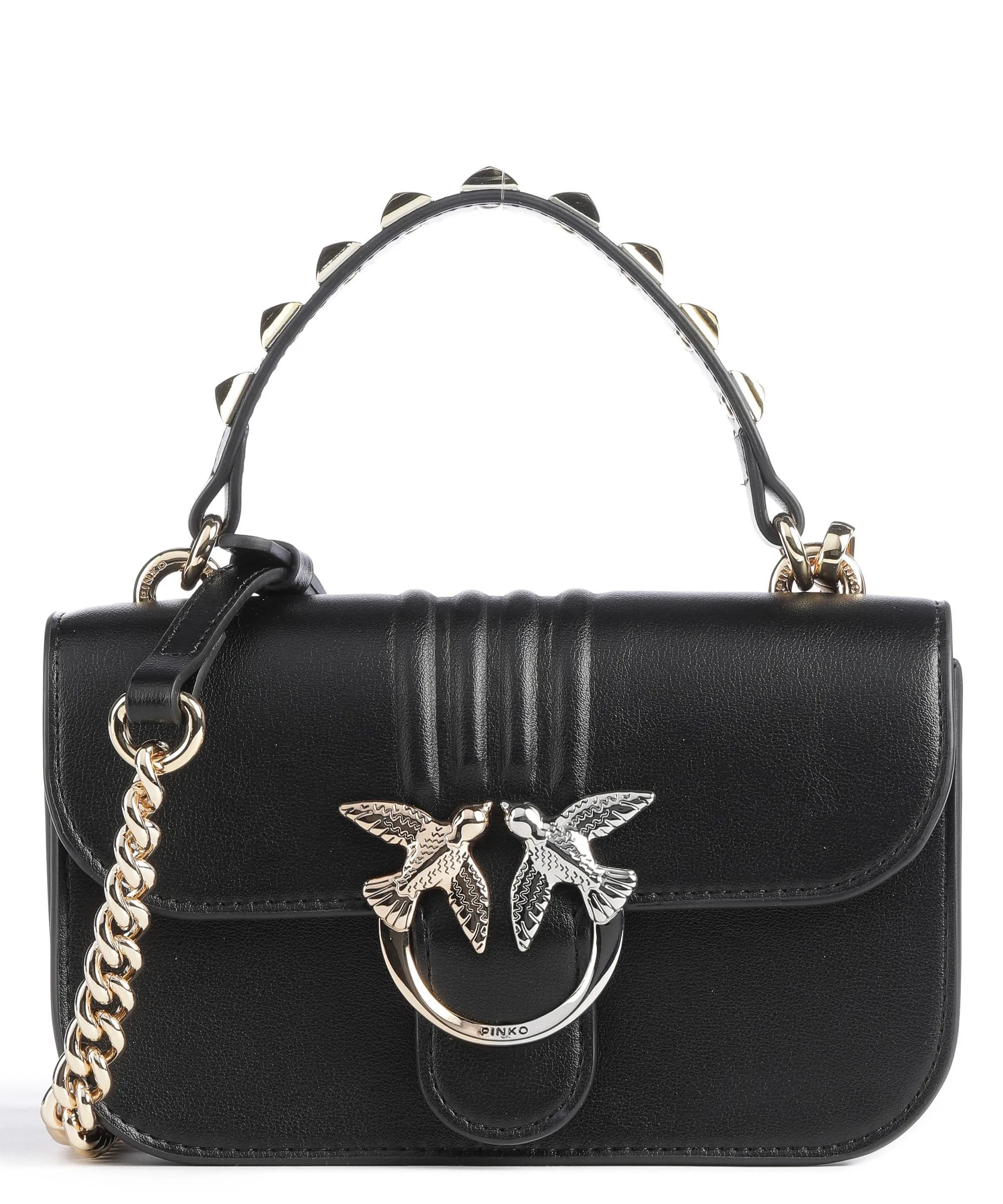  Pinko Love Bell Mini Borsa a tracolla pelle a grana fine nero  