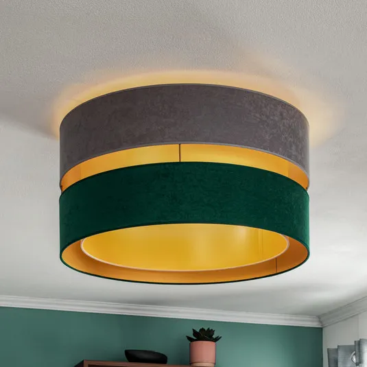 Plafoniera Golden Duo Ø60cm grigio/verde scuro/oro
