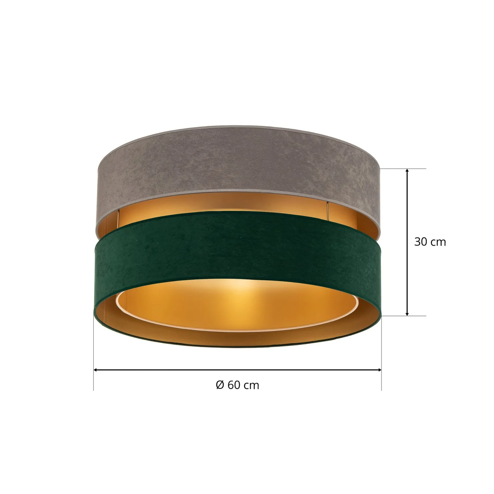 Plafoniera Golden Duo Ø60cm grigio/verde scuro/oro