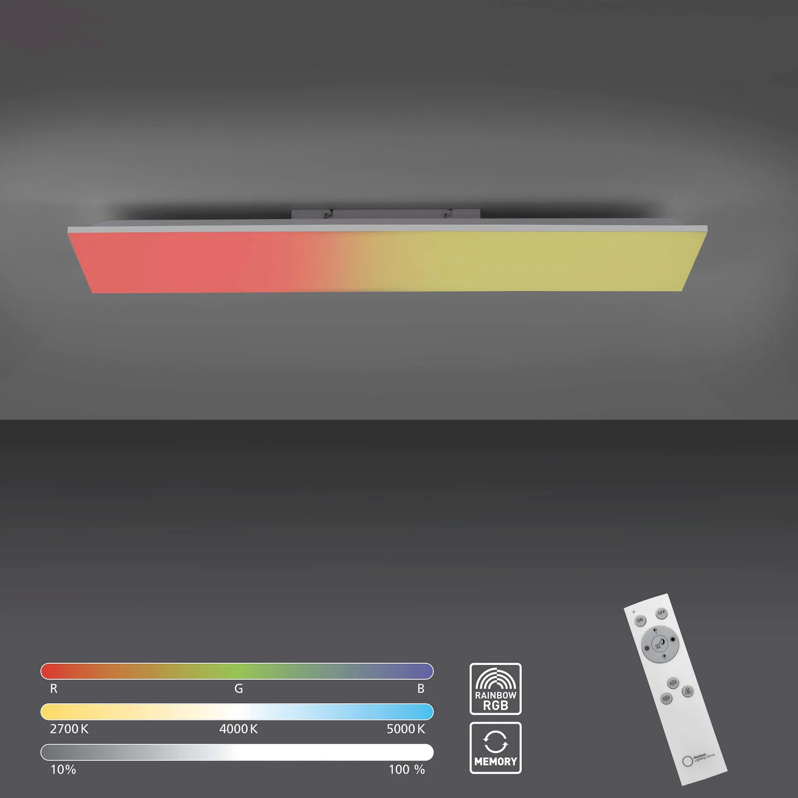 Plafoniera LED Yukon 100x25cm, RGB/CCT