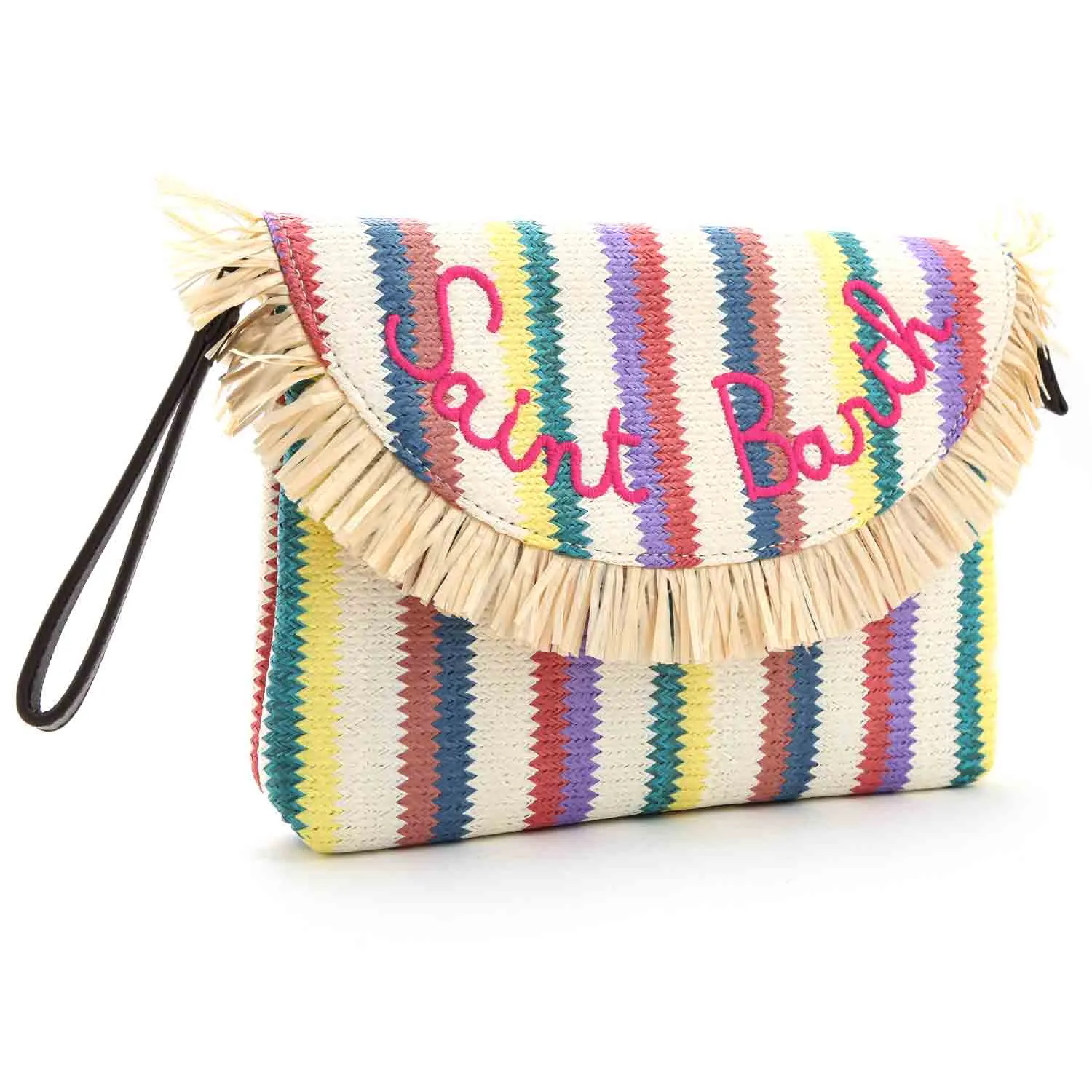 Pochette Di Paglia A Righe Multicolor