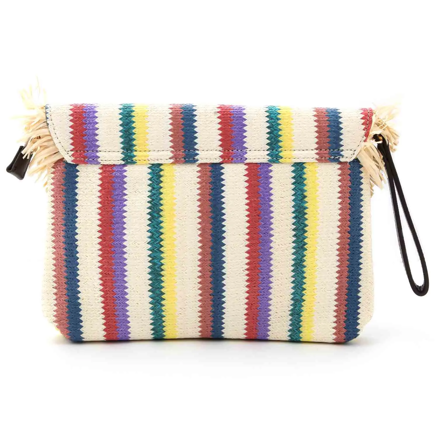 Pochette Di Paglia A Righe Multicolor