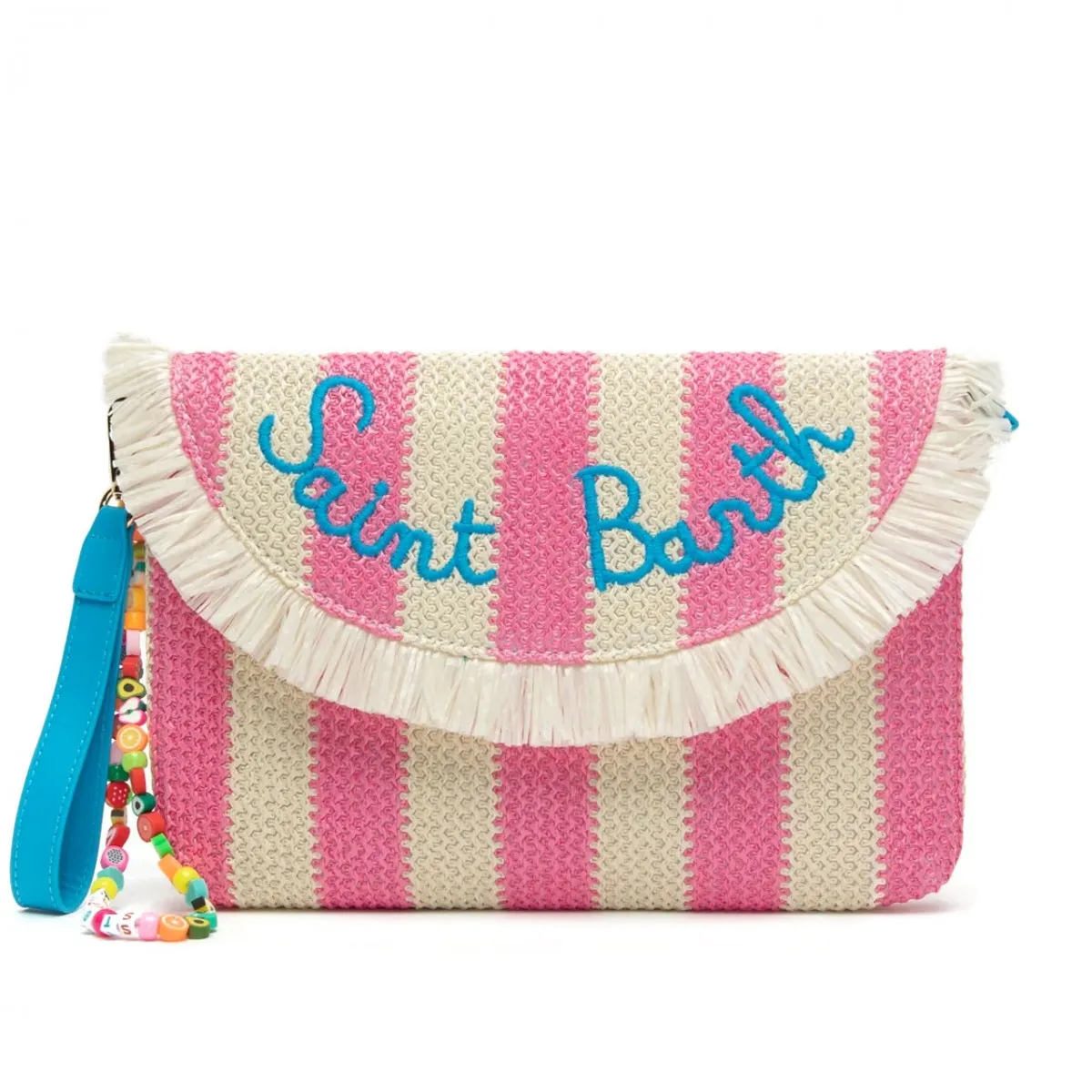 Pochette In Paglia A Righe Rosa