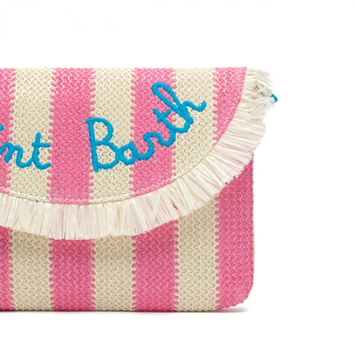 Pochette In Paglia A Righe Rosa