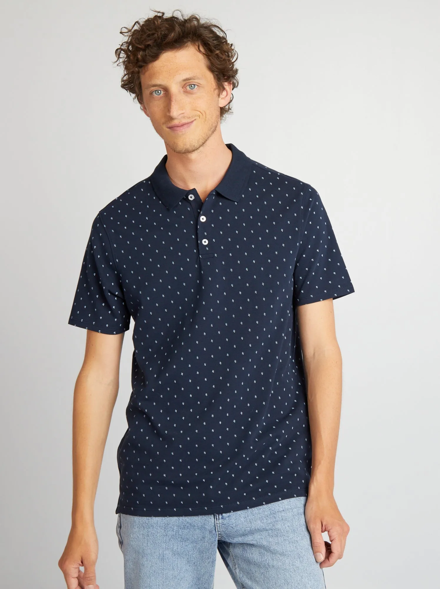 Polo stampata a maniche corte - BLU