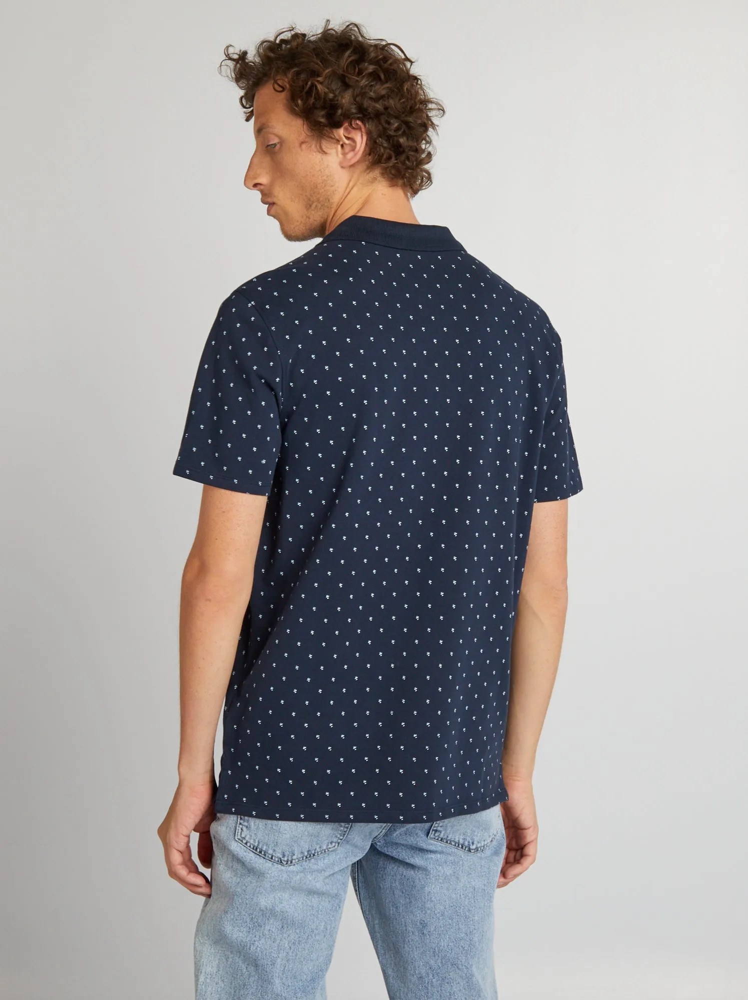 Polo stampata a maniche corte - BLU