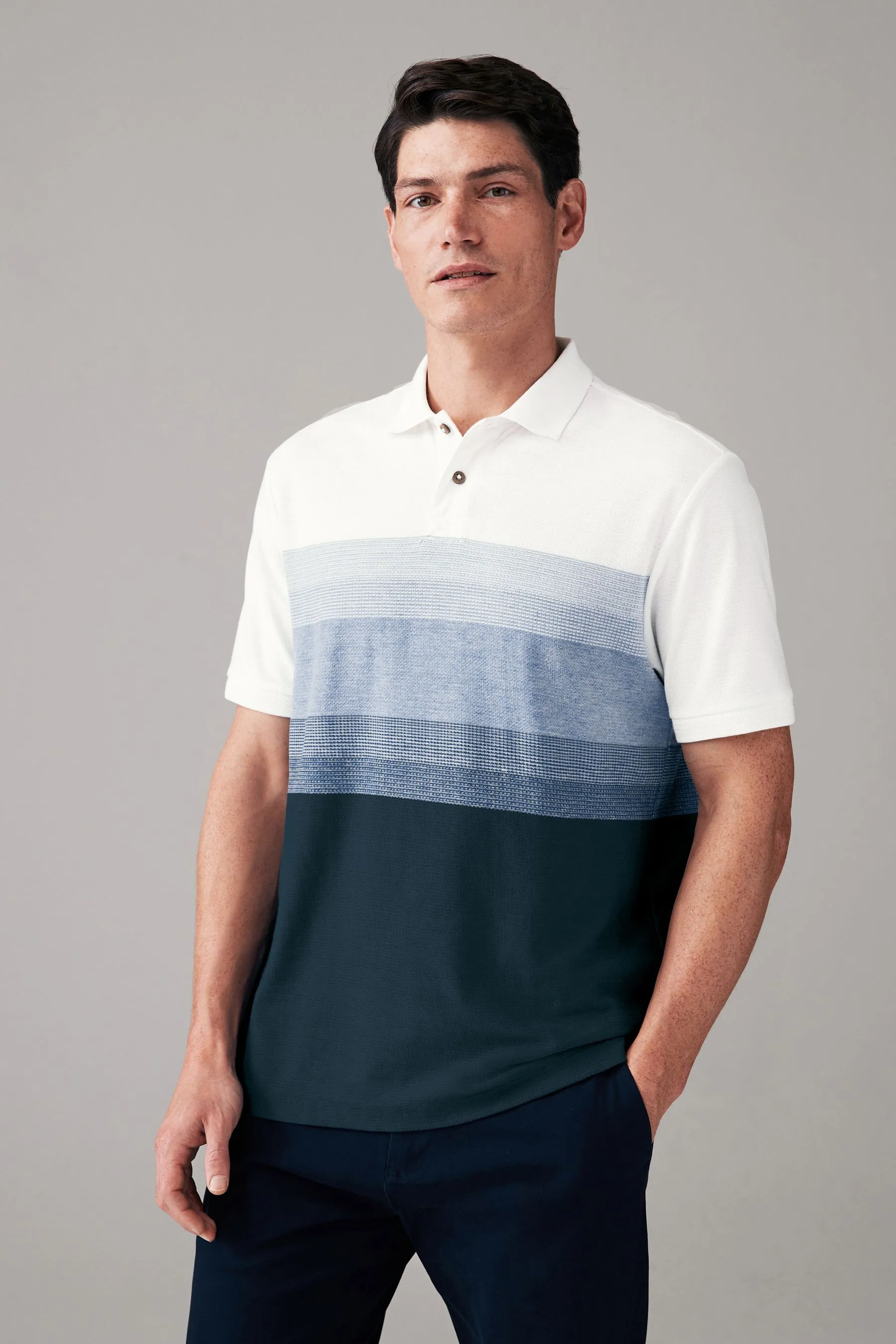Polo testurizzata mélange a righe