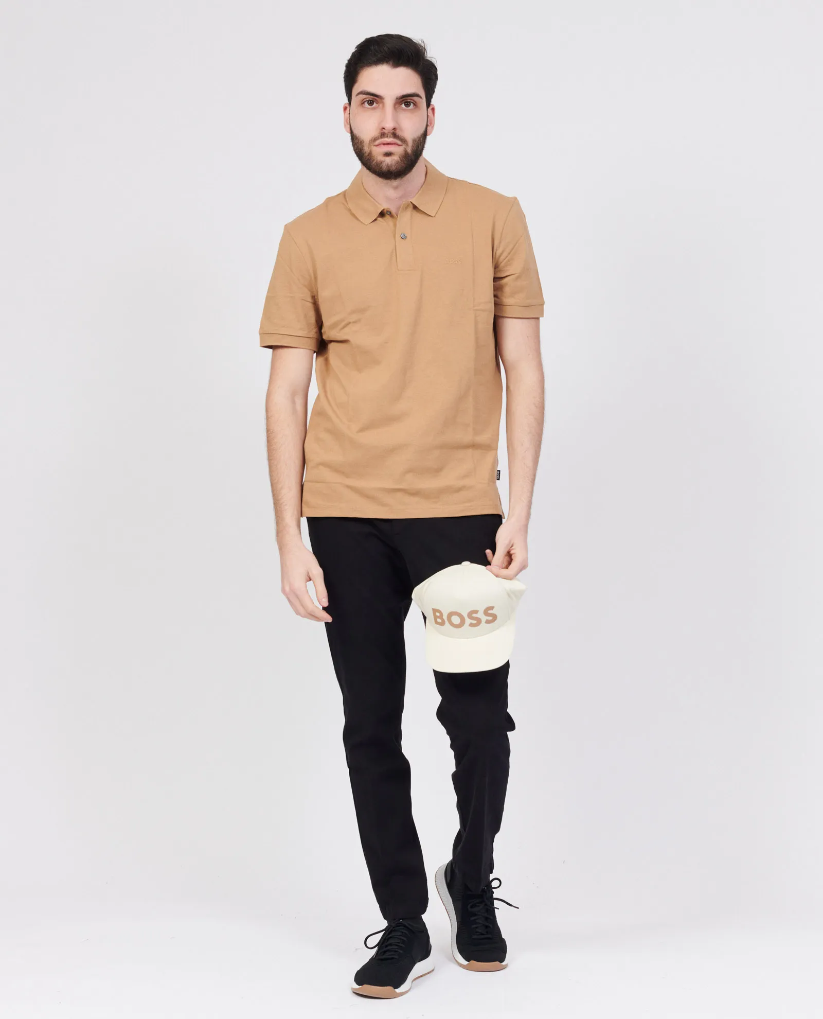 Polo uomo Boss con logo ricamato in cotone