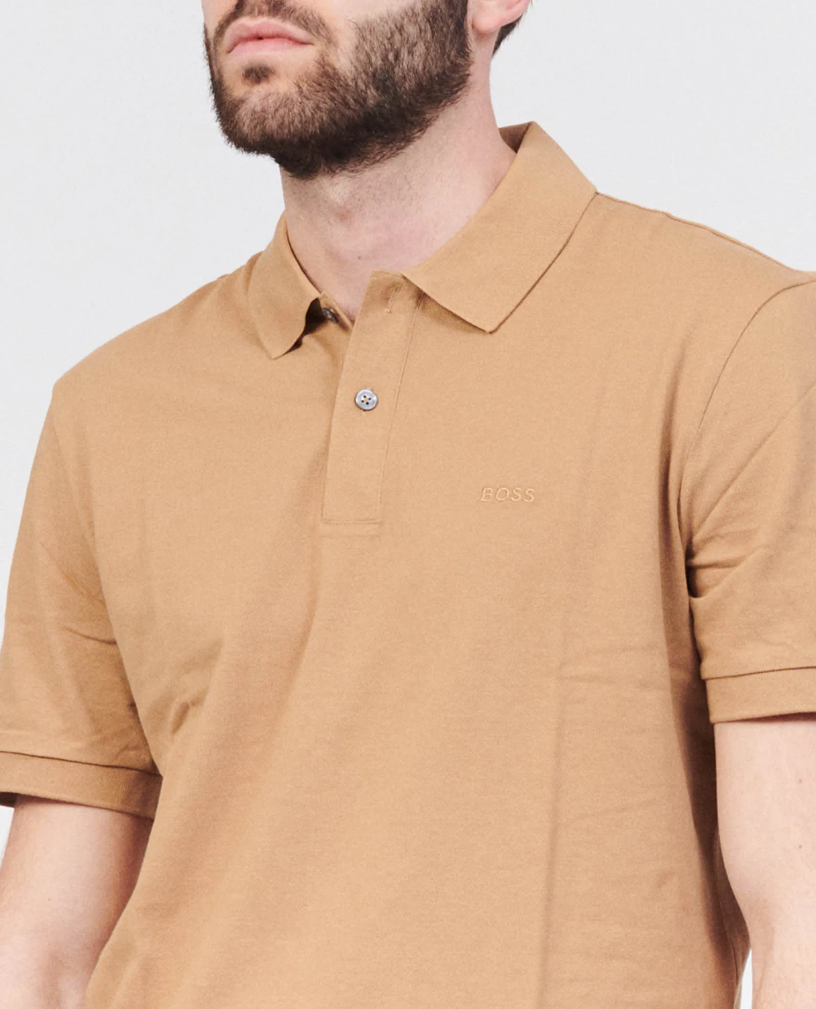 Polo uomo Boss con logo ricamato in cotone