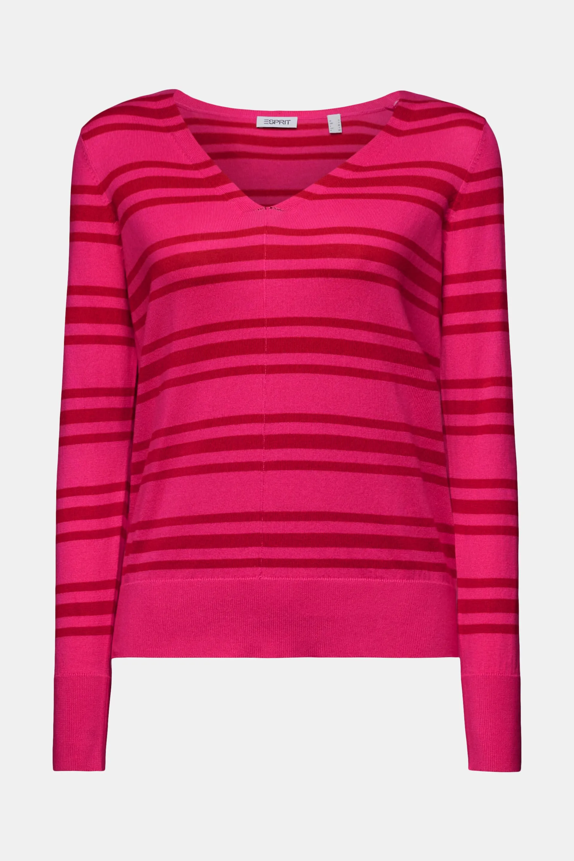 Pullover con scollo a V in cotone a righe