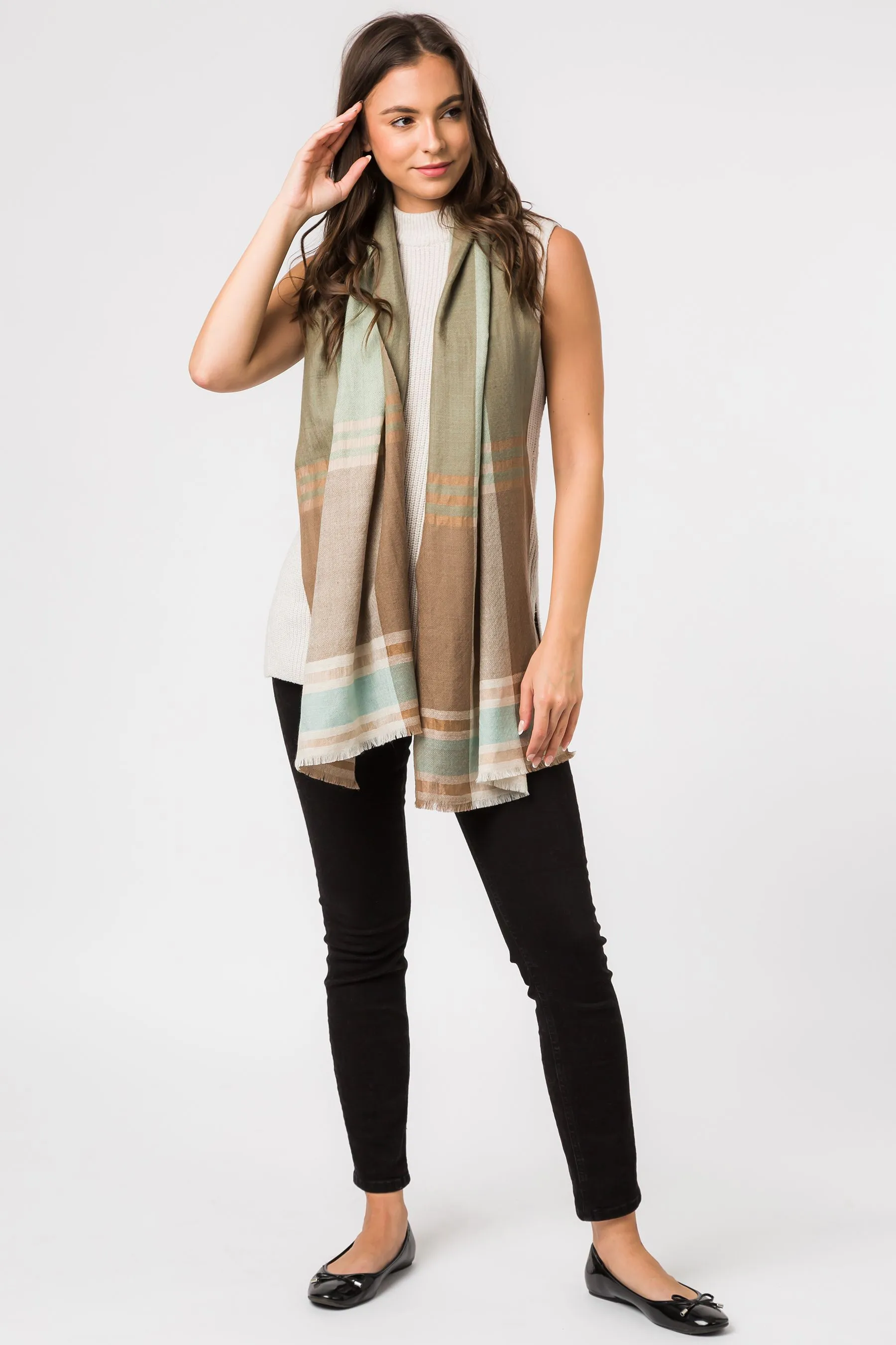 Pure Luxuries London - Asteris - Pashmina in cachemire e lana merino marrone chiaro