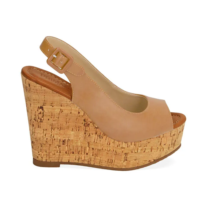 Sandali beige, zeppa 12 cm