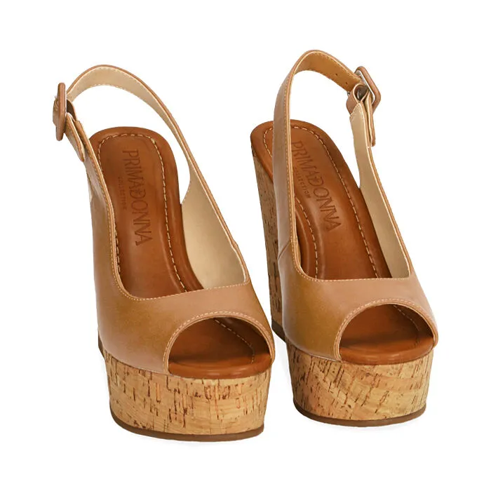 Sandali beige, zeppa 12 cm