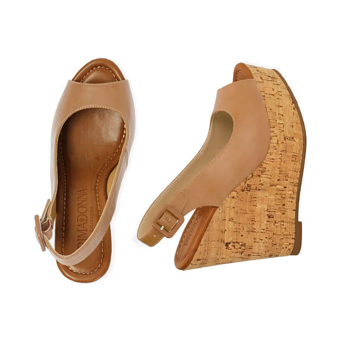 Sandali beige, zeppa 12 cm