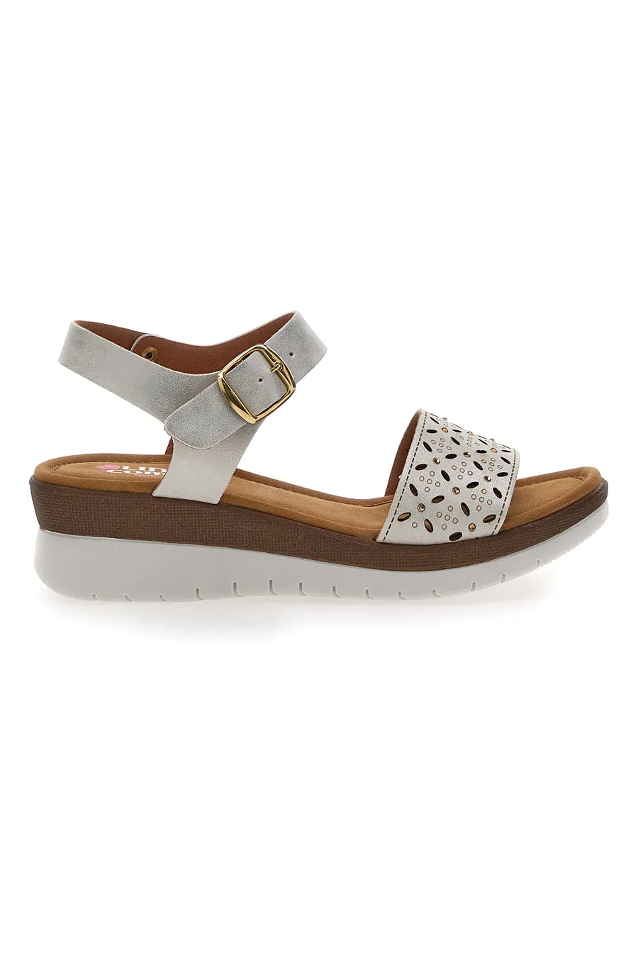 Sandali Bianchi Perlati con Platform Linea Comoda 7194P