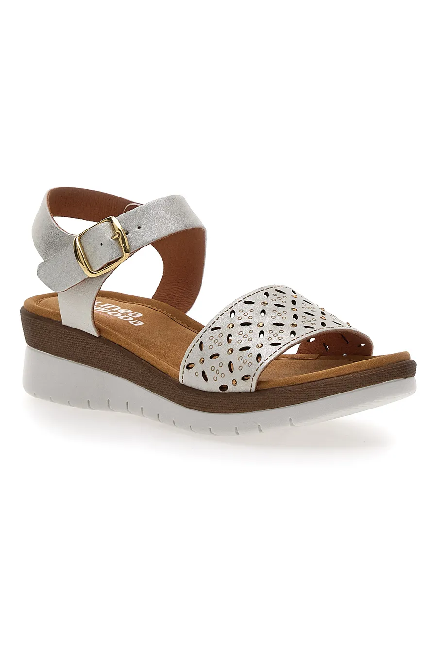 Sandali Bianchi Perlati con Platform Linea Comoda 7194P