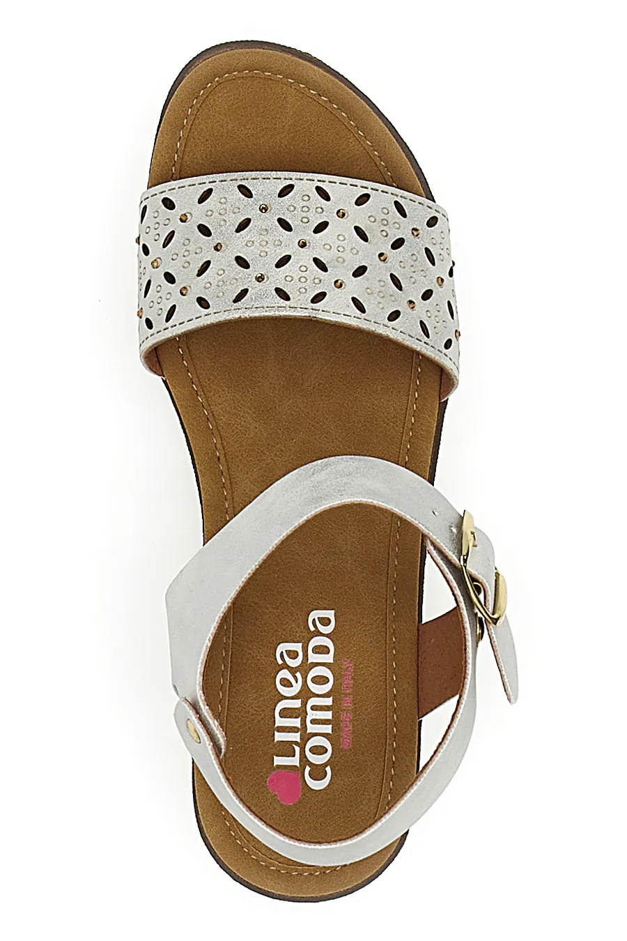 Sandali Bianchi Perlati con Platform Linea Comoda 7194P