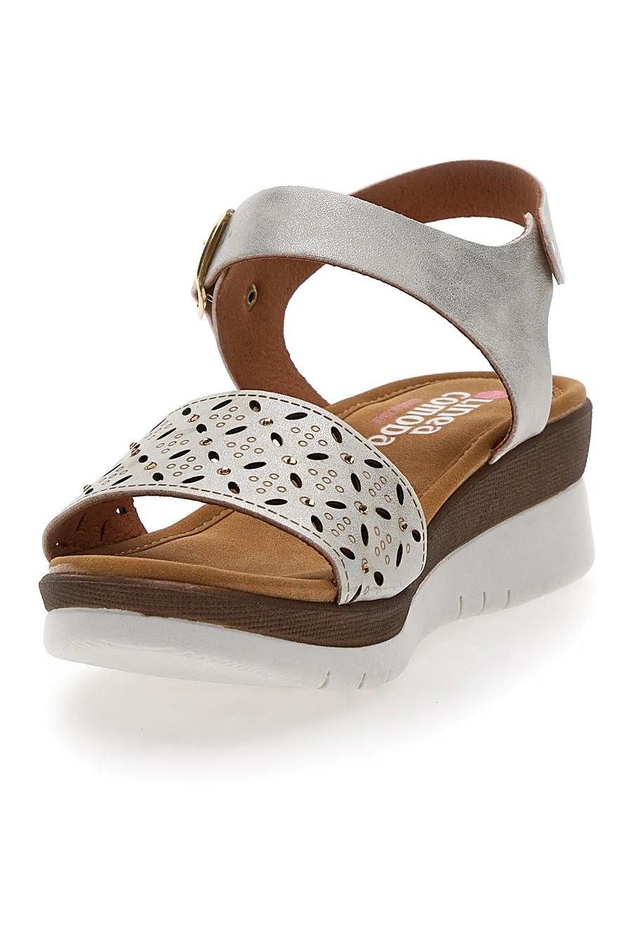 Sandali Bianchi Perlati con Platform Linea Comoda 7194P