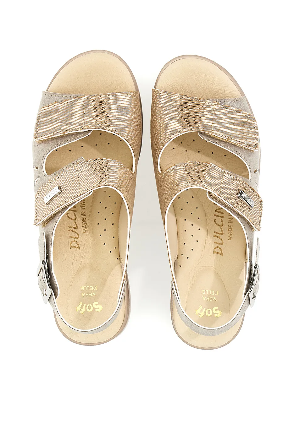 Sandali classici Dulcinea 542292 Beige con strappi e cinturino regolabili