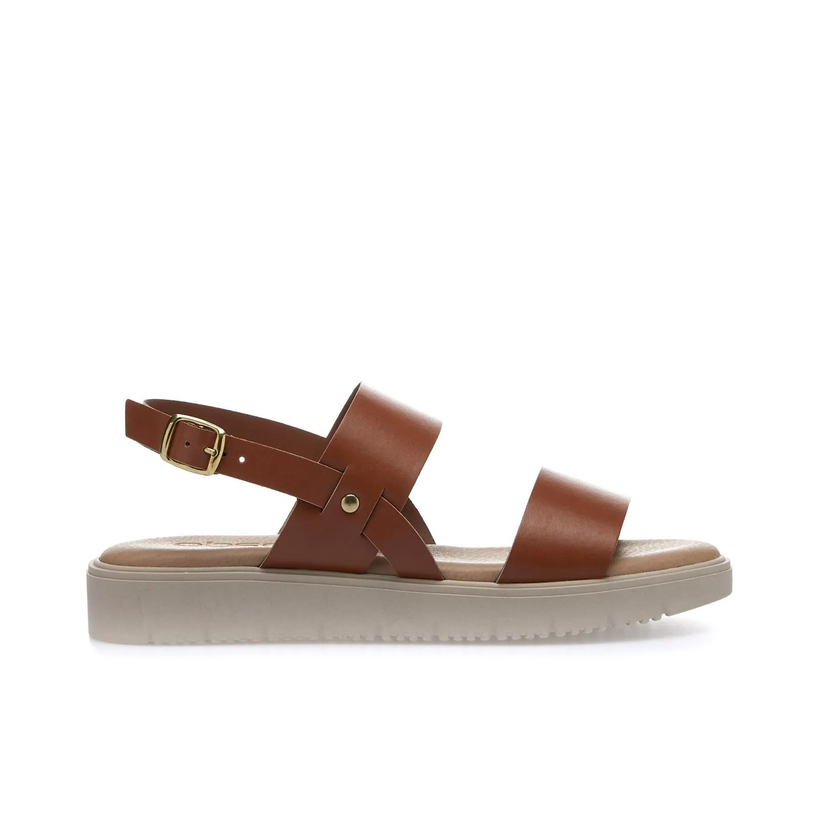 Sandali marroni con suola platform e doppia fascia