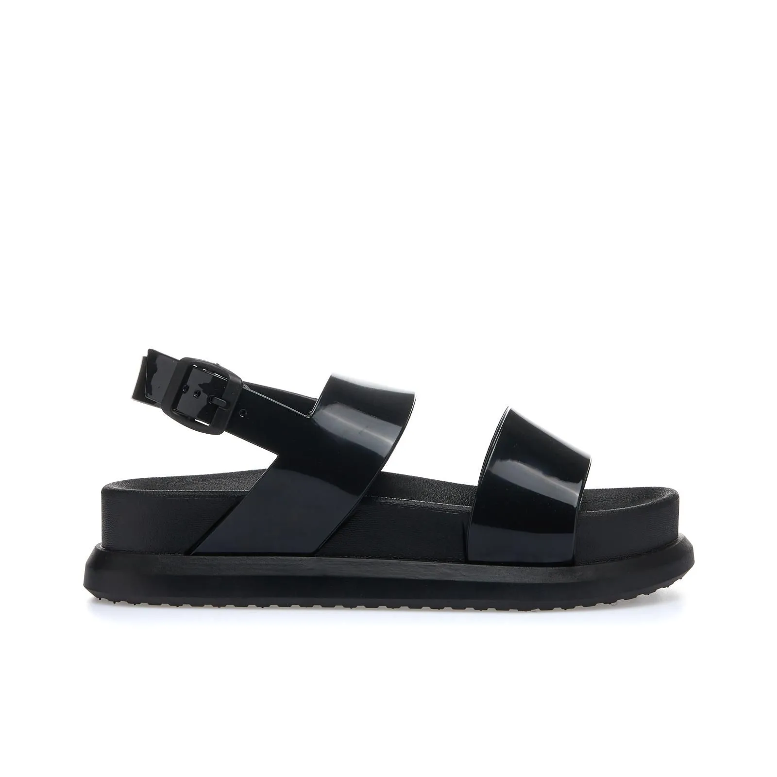 Sandali neri in gomma con platform