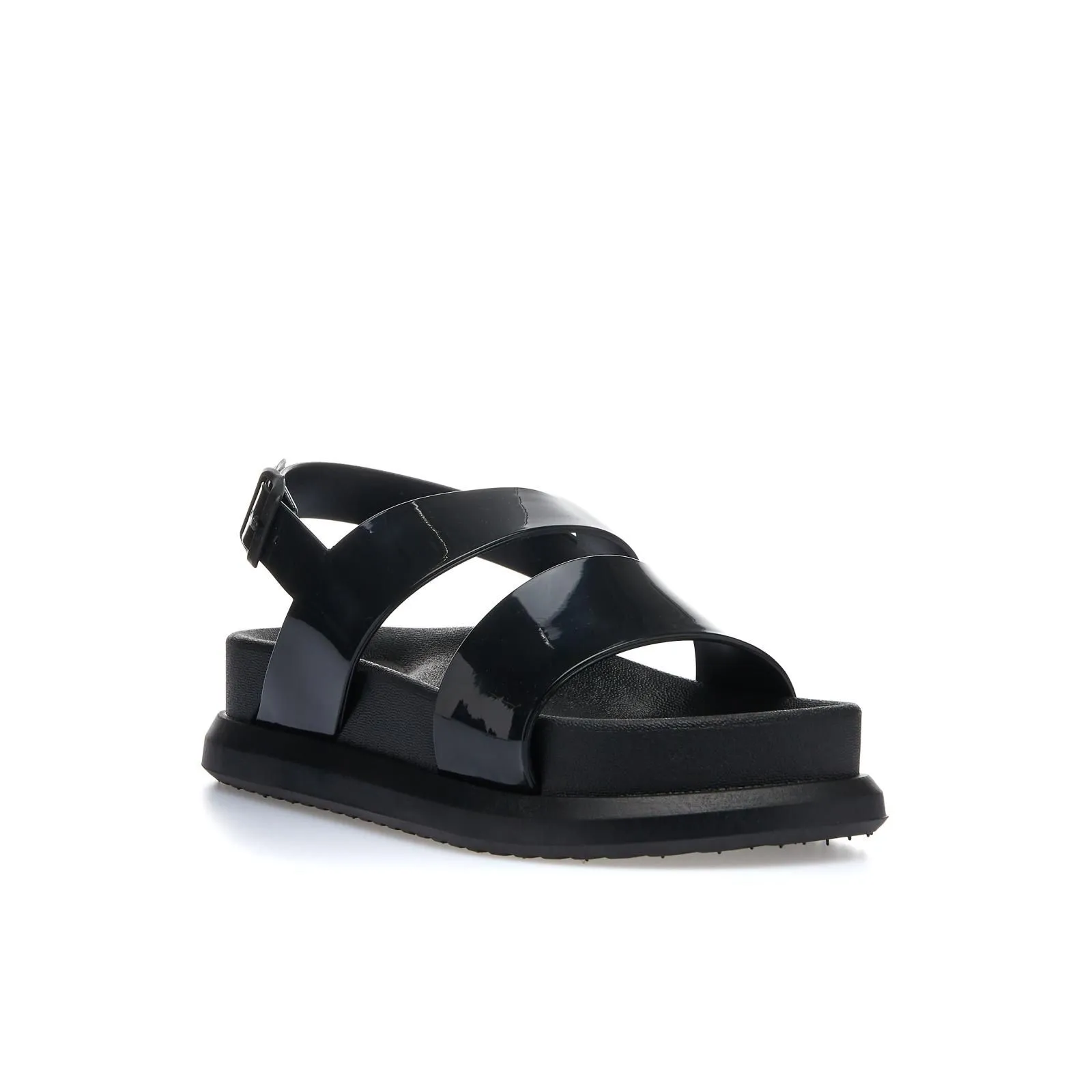 Sandali neri in gomma con platform