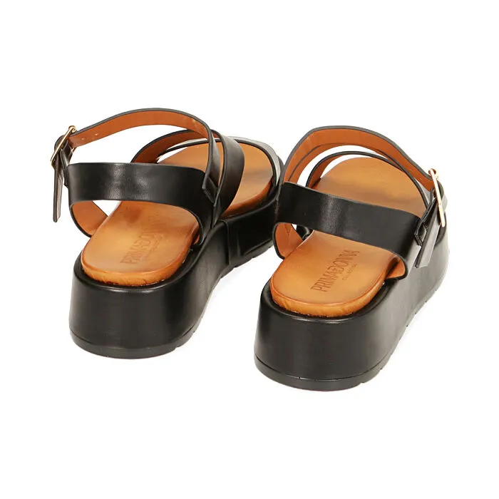 Sandali neri, zeppa 4 cm
