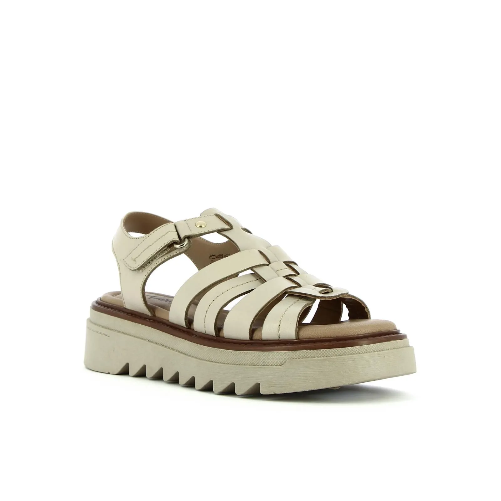 Sandali platform beige in pelle