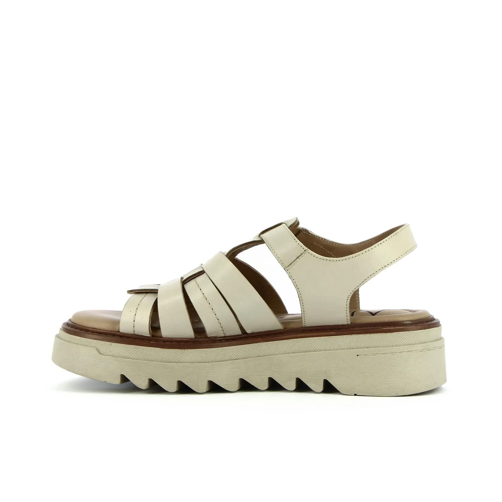 Sandali platform beige in pelle