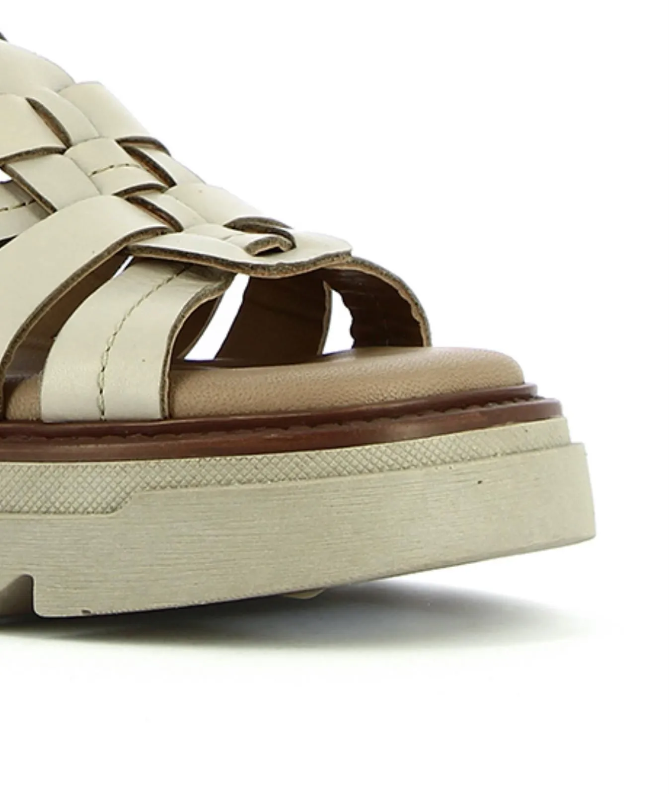 Sandali platform beige in pelle