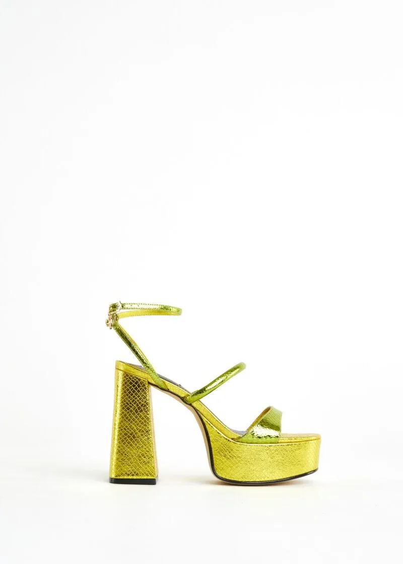 Sandali platform in pelle laminata
