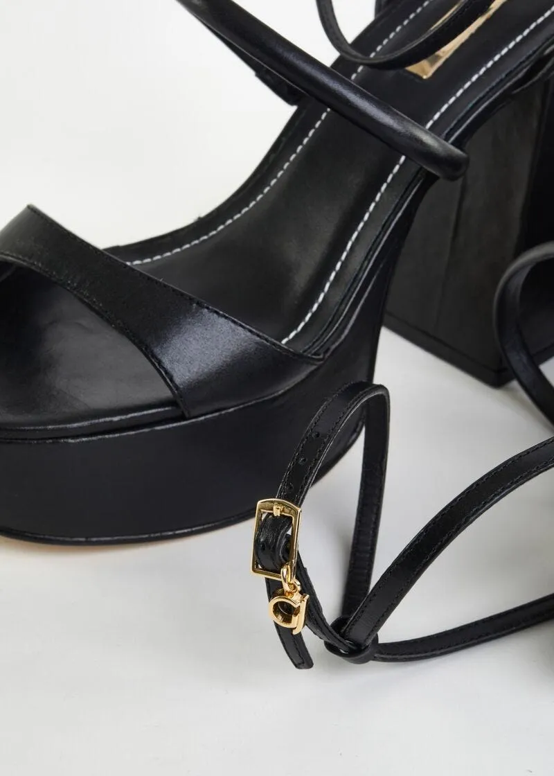 Sandali platform in pelle