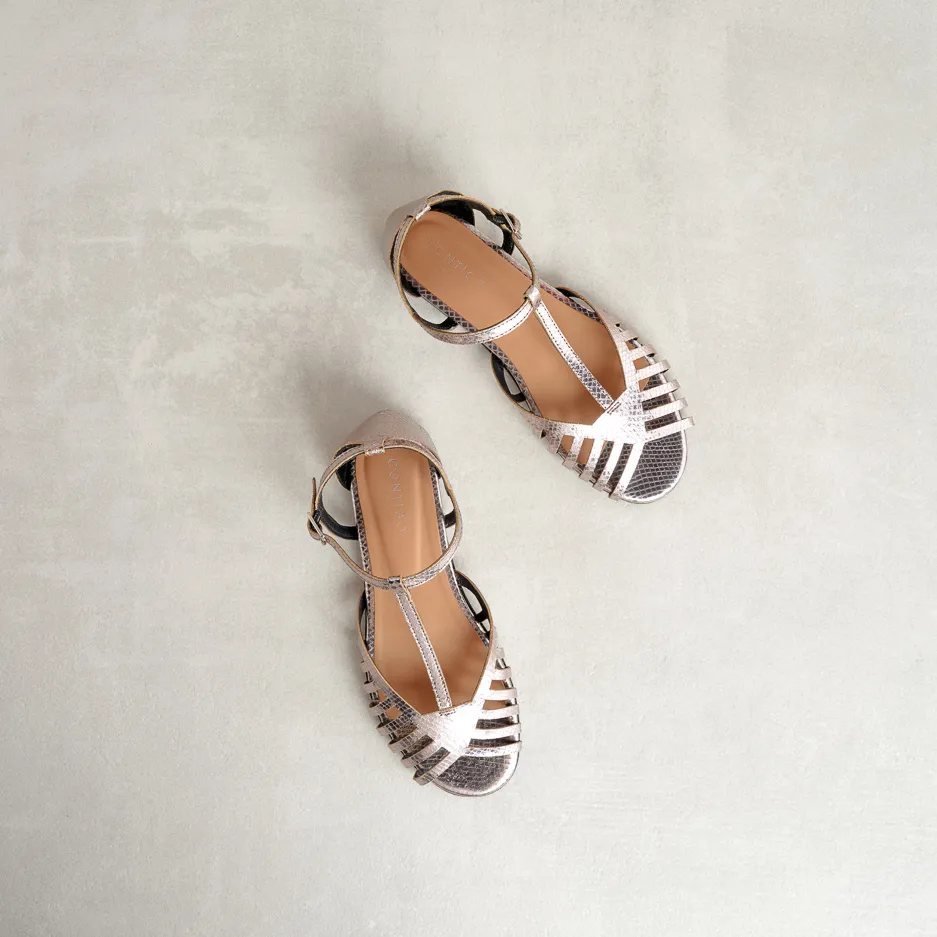Sandali T-Strap Pewter