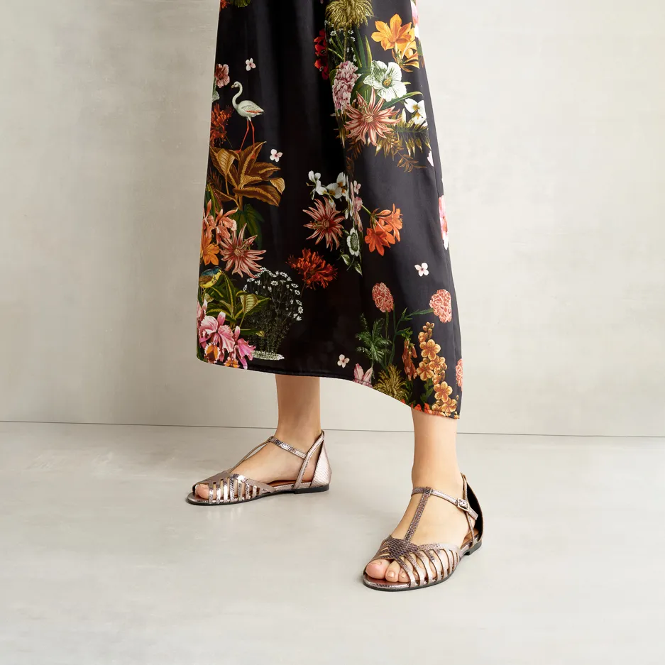 Sandali T-Strap Pewter