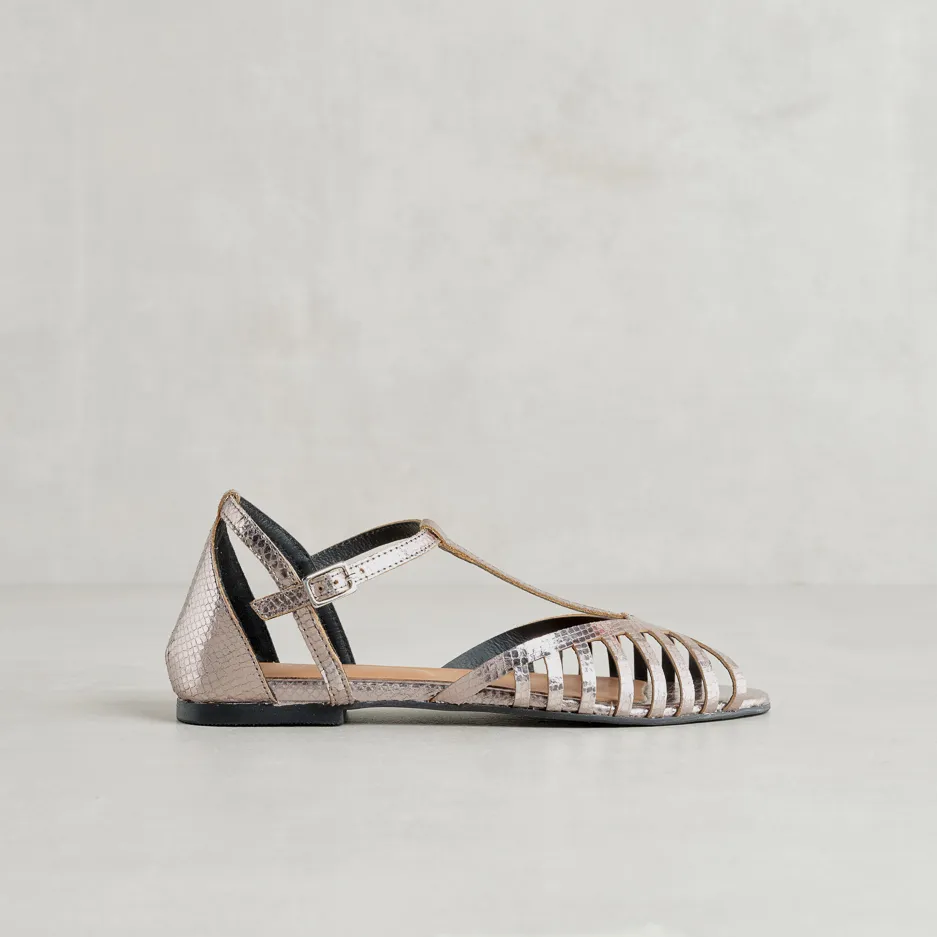 Sandali T-Strap Pewter