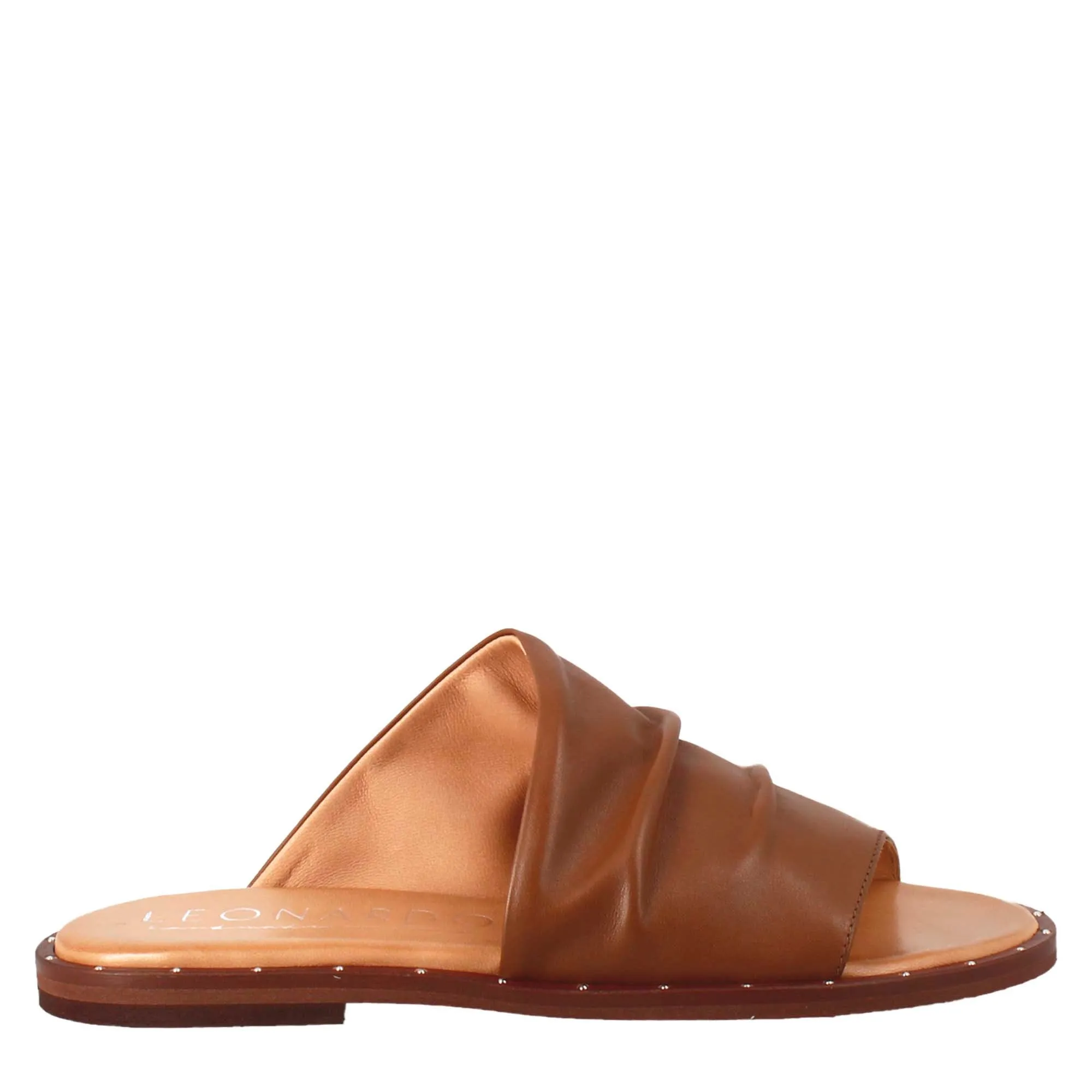 Sandalo da donna a fascia in pelle marrone
